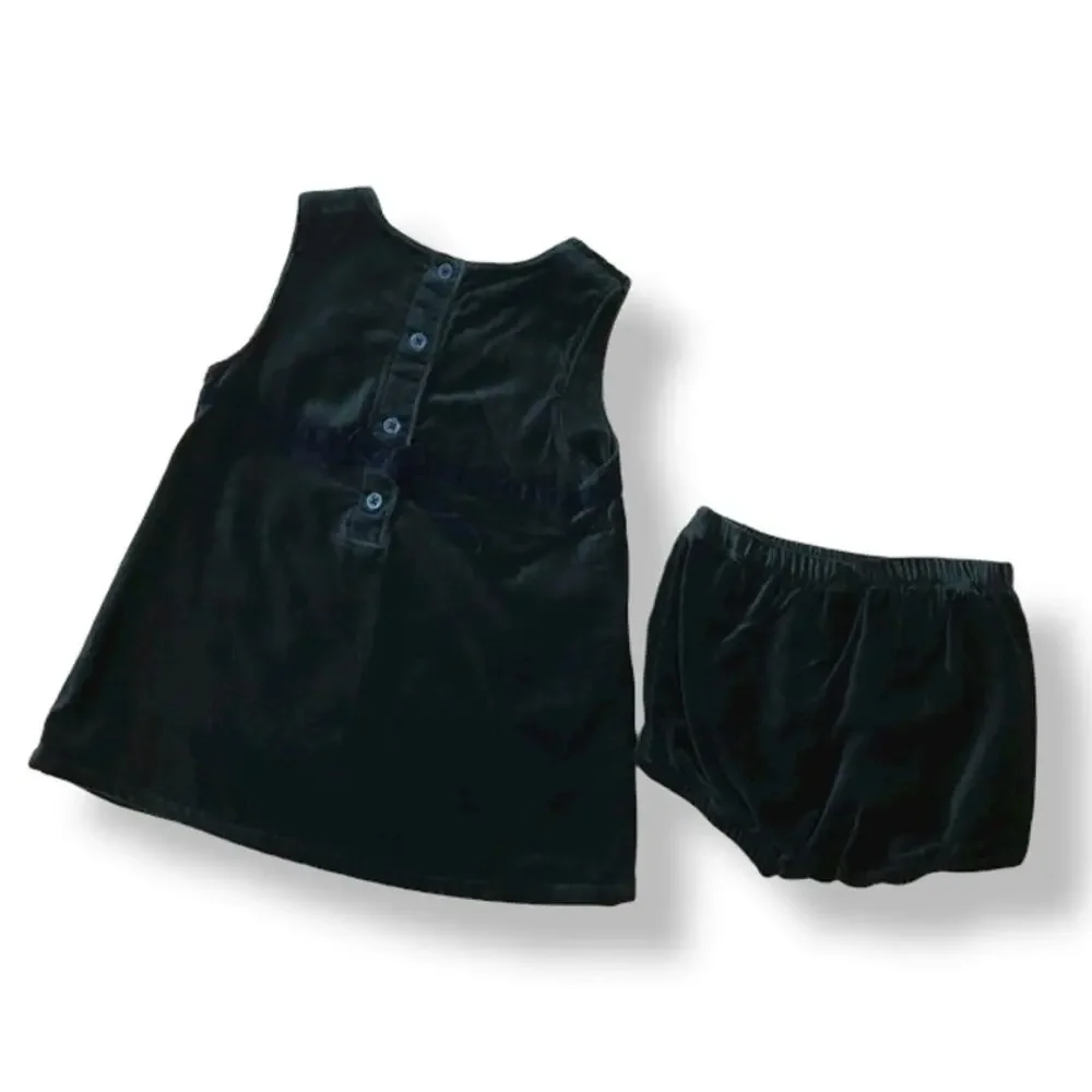 Carter's Girls Dress Size 12-18 Months Black Velvet Sleeveless‎ Bloomers NEW